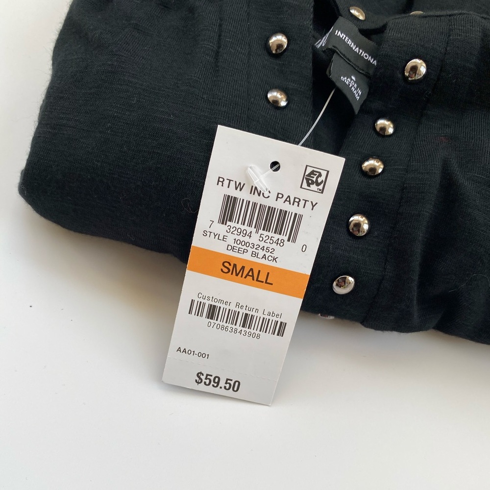 INC Studded Cold-Shoulder Rayon Blk shirt m - Picture 6 of 7